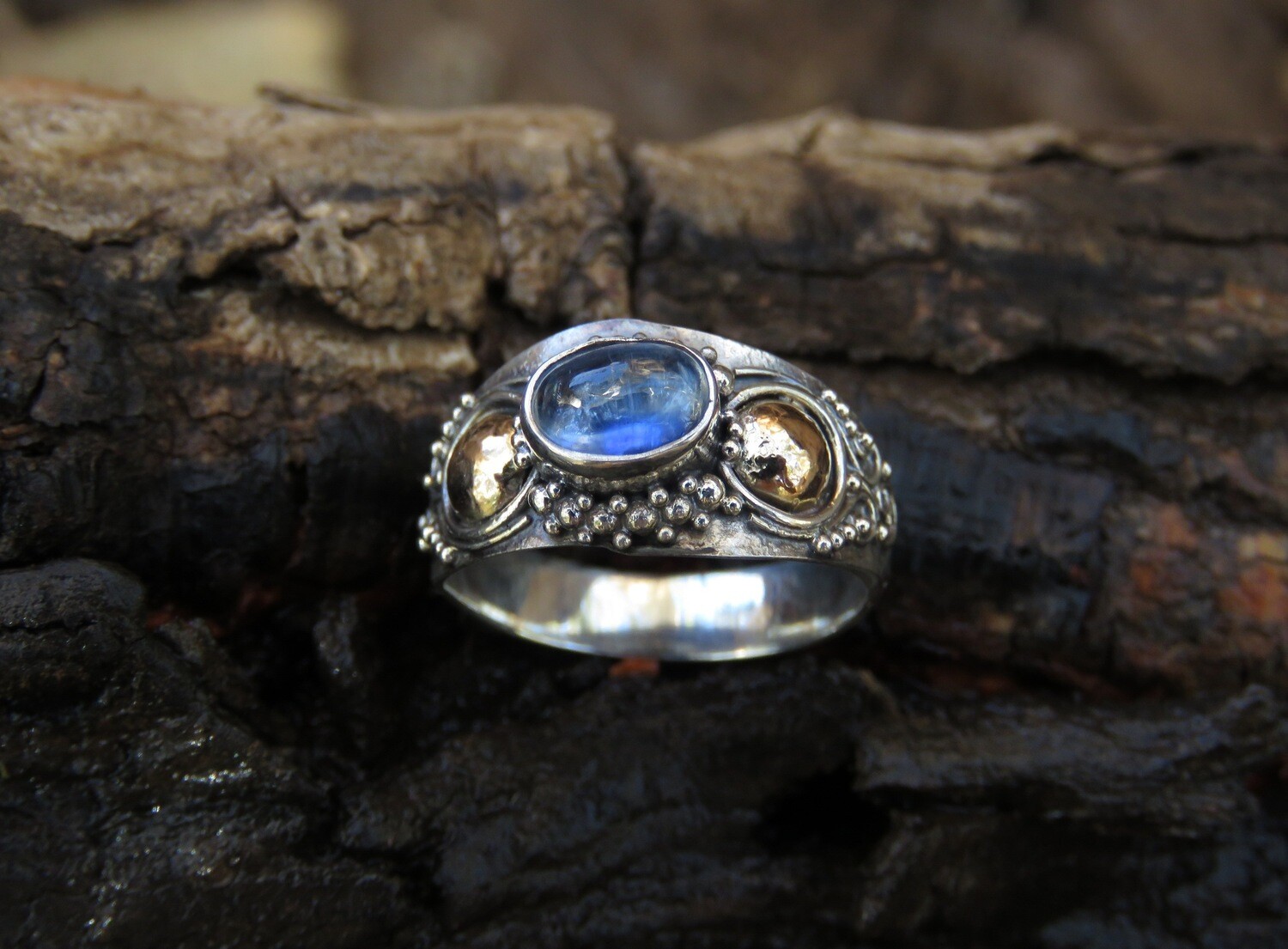 Sterling Silver 18k Gold Kyanite Women&#39;s Ring RI-972