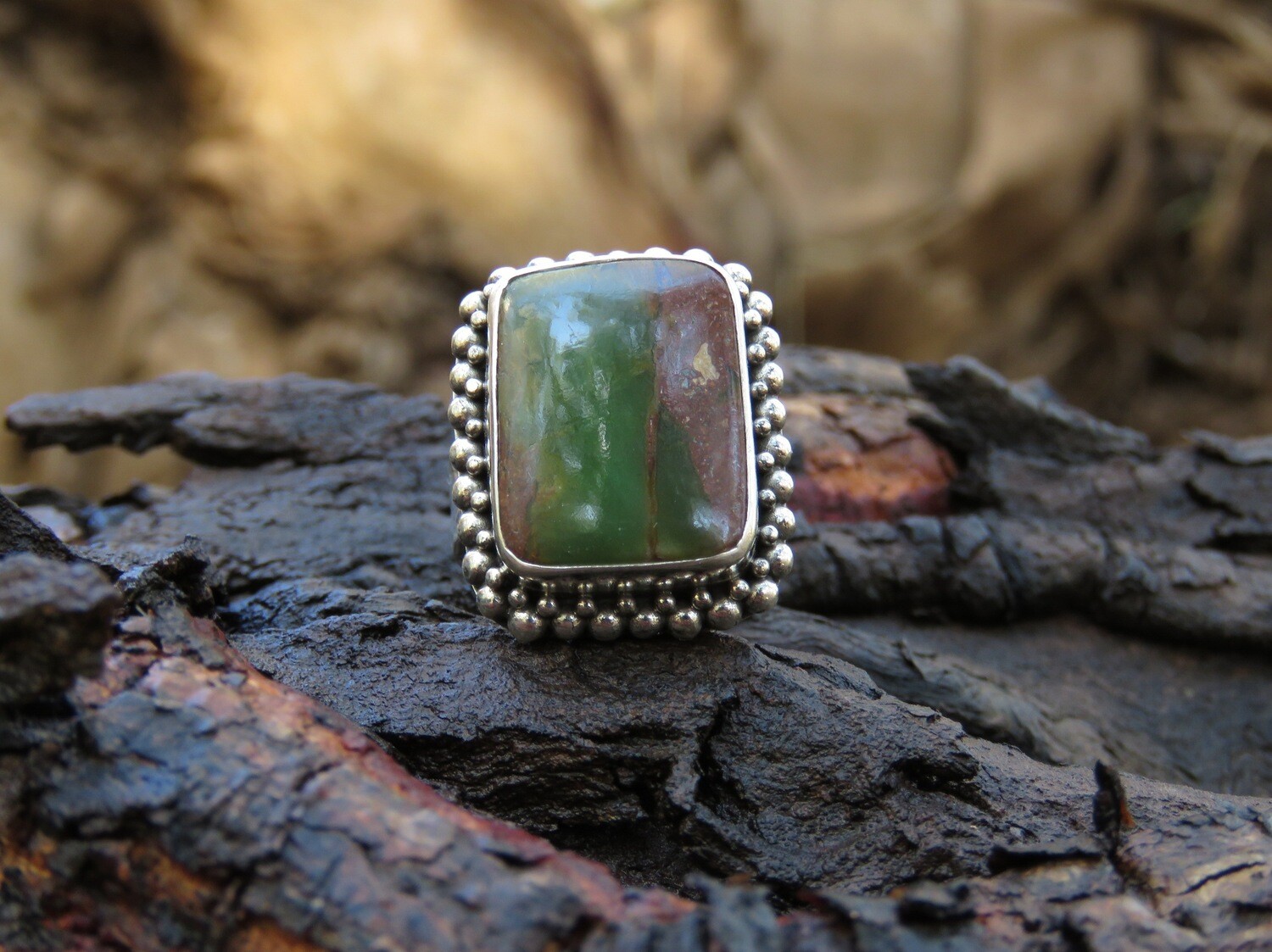 Sterling Silver Australian Chrysoprase Gemstone Ring RI-982