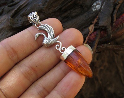 Sterling Silver Amber Swan Pendant SP-1145