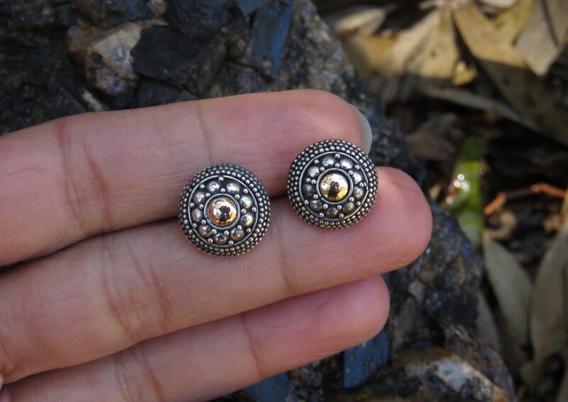Sterling Silver 18k Gold Plated Push Back Earrings SE-408