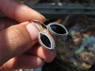 Handmade Sterling Silver Black Onyx Bali Earrings ER-1097