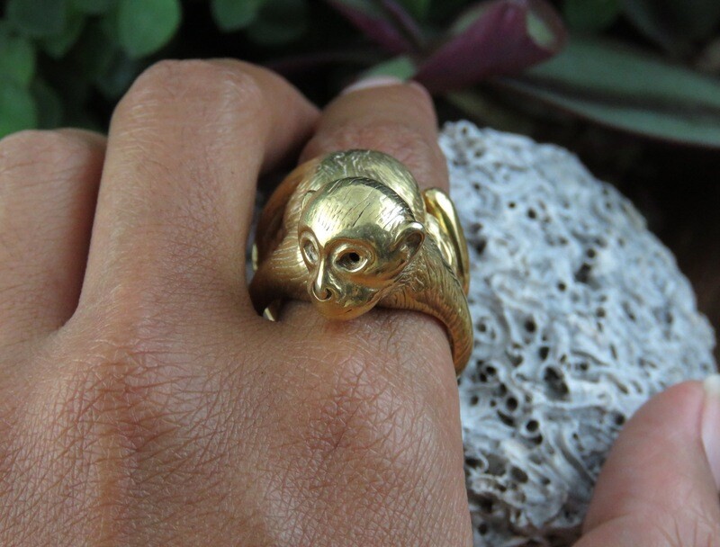 18k Gold Plated Ubud Forrest Monkey Wrap Ring GPR-207
