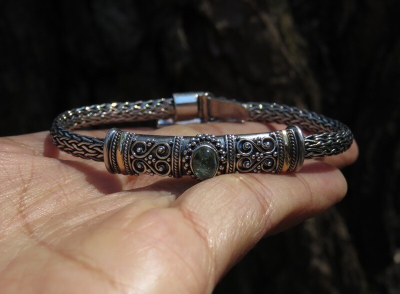 Sterling Silver Green Tourmaline Bracelet with 18k Gold Plating SBB-624
