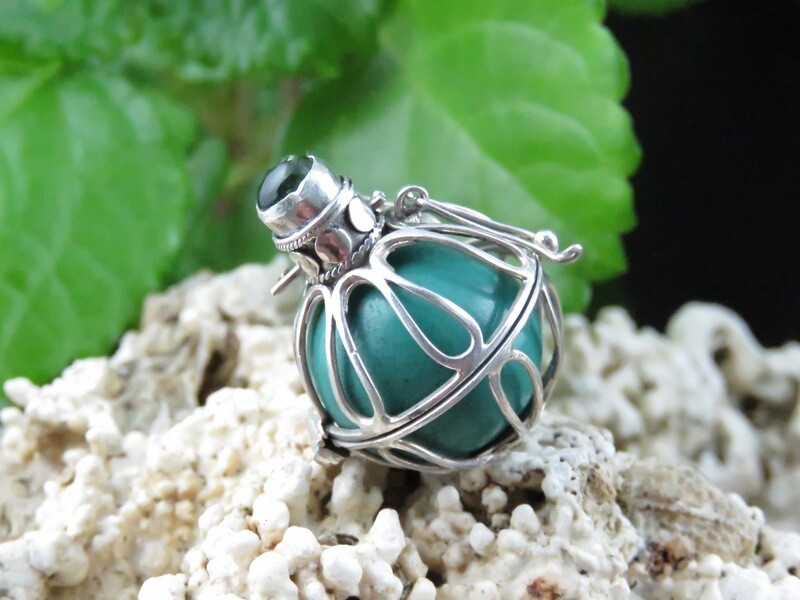 Sterling Silver and Peridot 20mm Harmony Ball Pendant HB-476