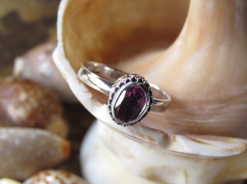 Sterling silver, Tourmaline gemstone, Bali scrollwork, Women&#39;s ring RI-1017