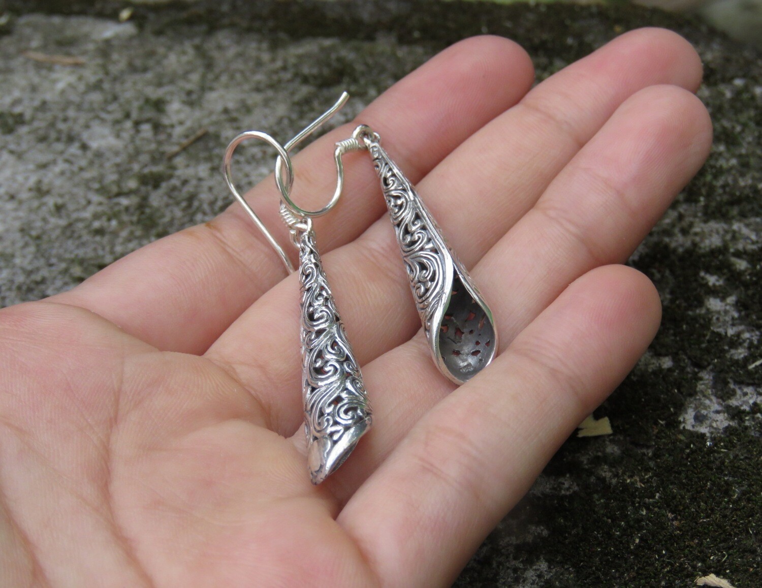 Sterling Silver, Bali Filigree, Dangle Earrings SE-413