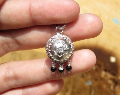 Sterling Silver Black Onyx 12mm Chime Ball Pendant CH-411