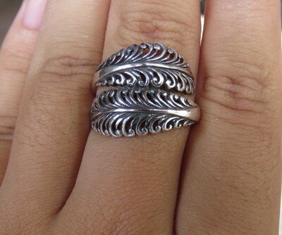 Sterling Silver, Double Leaf Design, Women's Ring SR-338