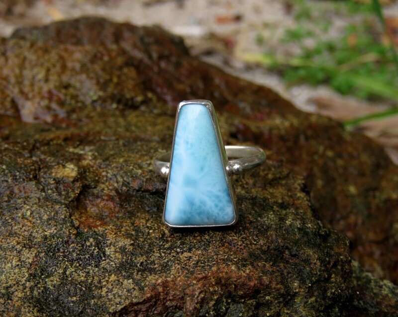 Sterling Silver, Larimar Gemstone, Women&#39;s Ring RI-1029
