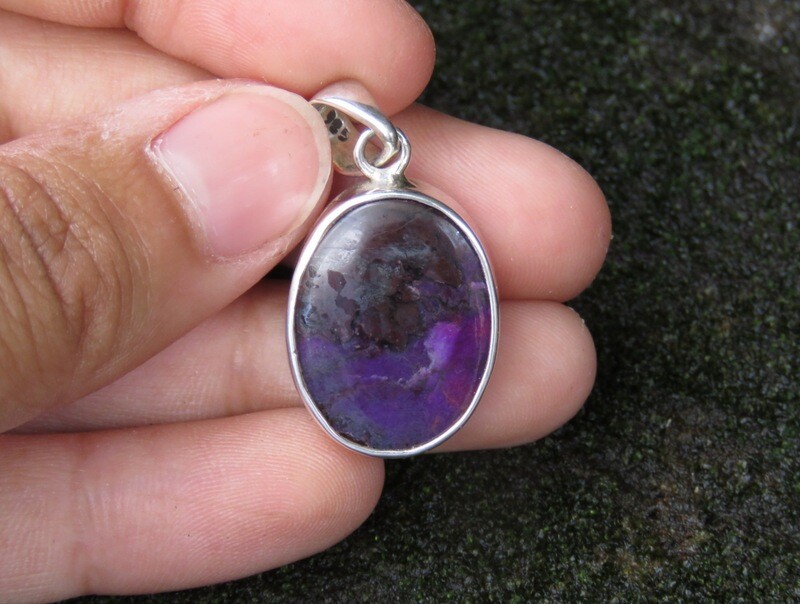 Sterling Silver, Sugilite Gemstone, Oval Pendant SP-1170