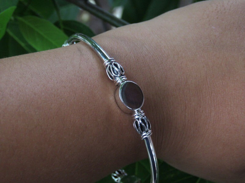 Sterling silver, Tribal Motif, Bali Bangle SBB-628