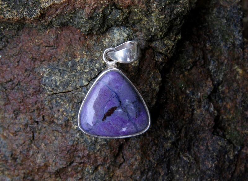 Sterling Silver Free Form Sugilite Gemstone Pendant SP-1174