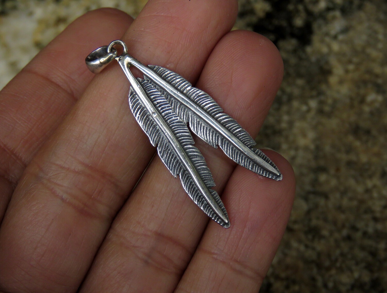 Sterling Silver Double Feather Pendant SSP-208