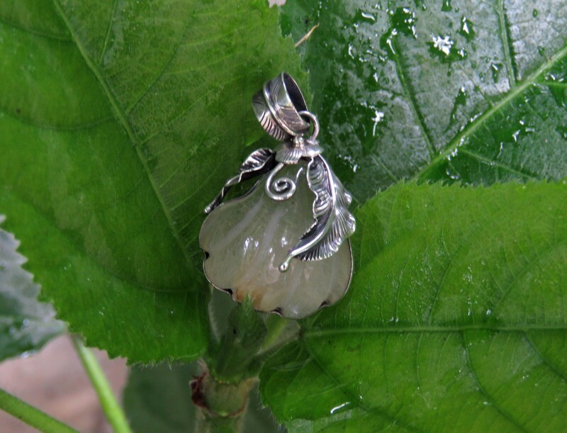 Sterling Silver, Rutilated Quartz, Leaf Design Pendant SP-1178