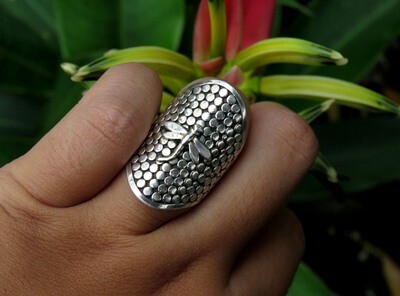 Sterling Silver, Wide Band, Dragonfly Ring SR-346