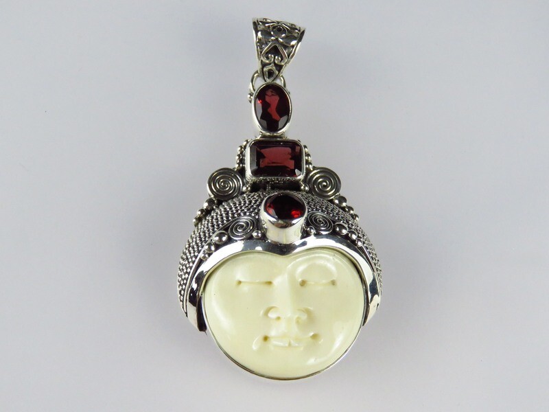 Sterling Silver, Garnet, Bali Goddess, Pendant GJ-106