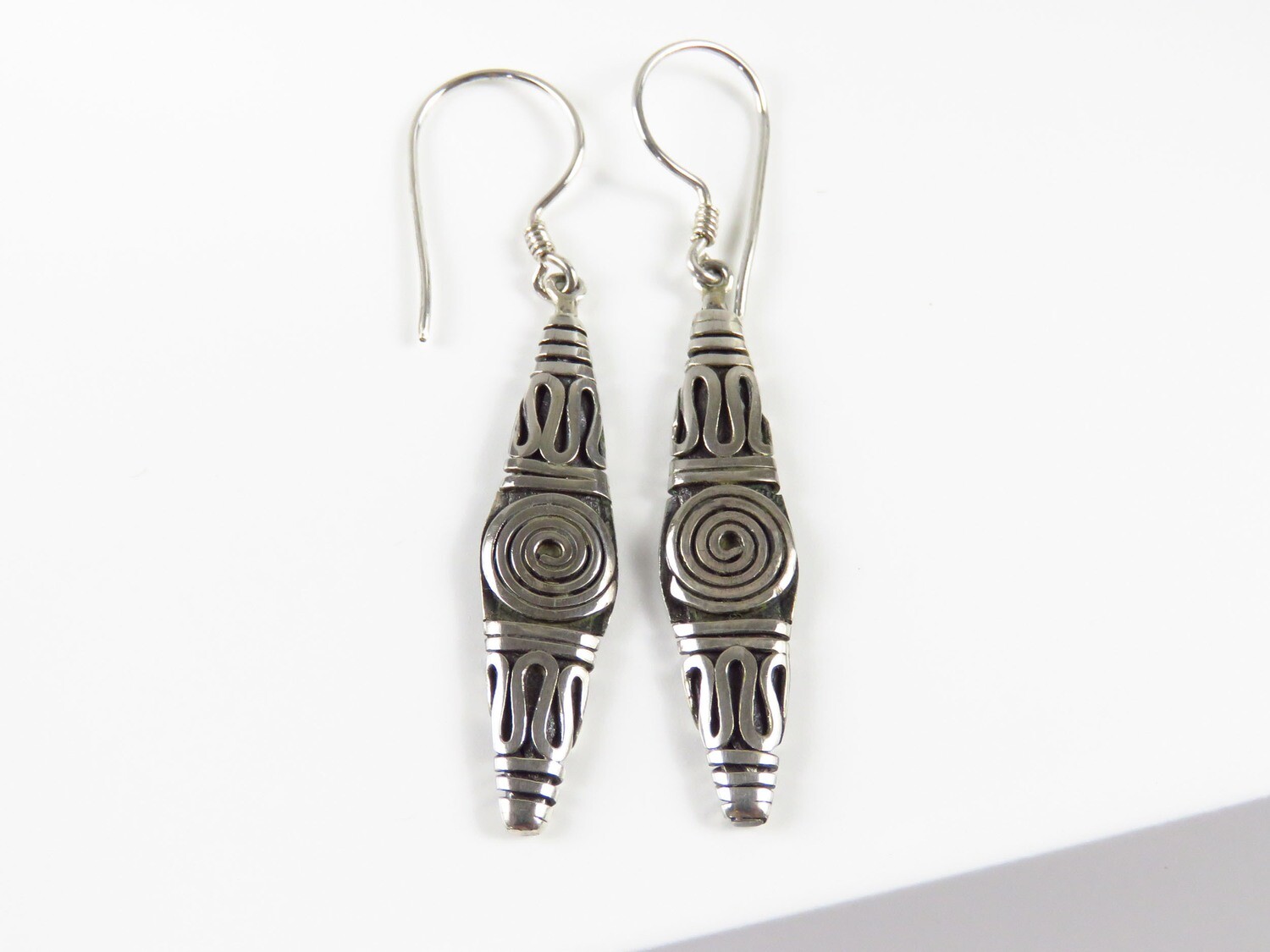 Sterling Silver, Tribal Design, Dangle Earrings SE-428