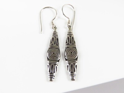 Sterling Silver, Tribal Design, Dangle Earrings SE-428