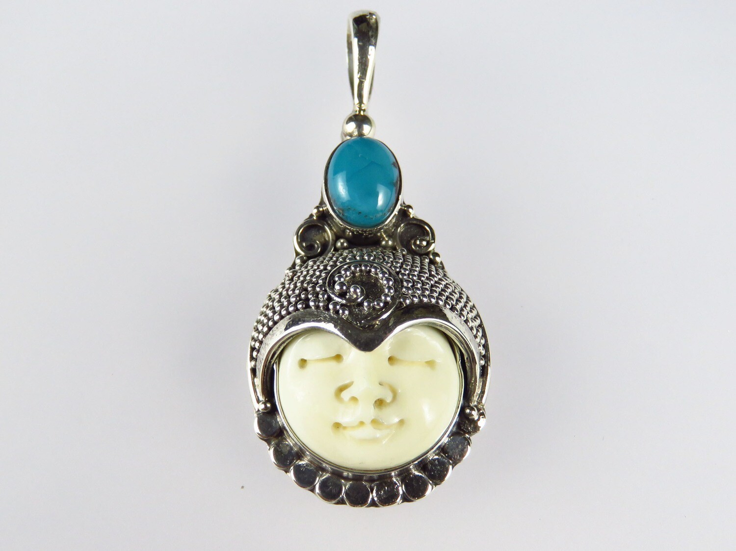 Sterling Silver, Turquoise, Bali Goddess, Gemstone Pendant GJ-109