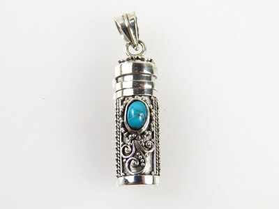 Sterling Silver, Turquoise Gemstone, Perfume Bottle, Cremation Pendant PP-550