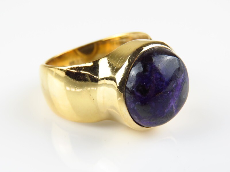 Sterling Silver, 18k Gold Plated, Sugilite, Gemstone Ring GPR-214
