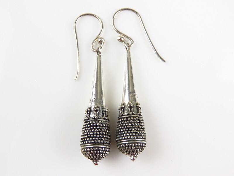 Sterling Silver, Bali Kojong, Dangle, Silver Earrings SE-431