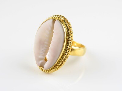Sterling Silver, 18k Gold Plated, Cowrie Shell, Shell Ring GPR-216