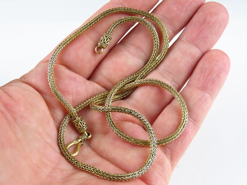 Sterling Silver, 18k Gold pLated, Antique Look, Dragon Bone Chain CC-111