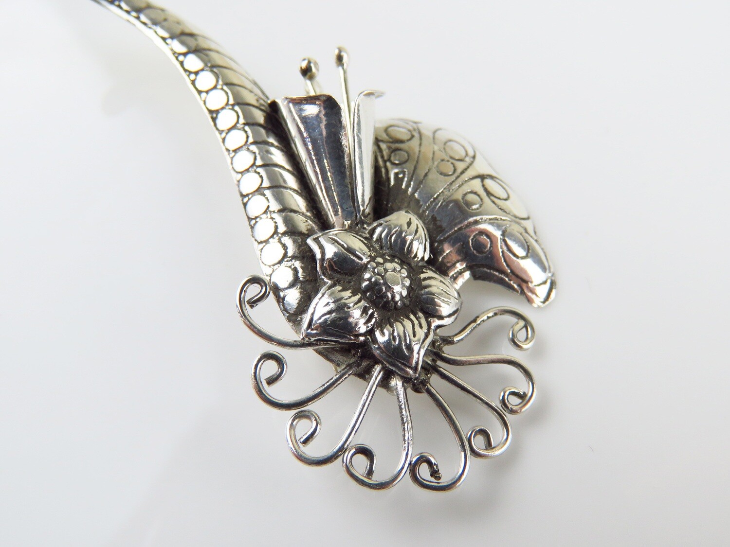 Sterling Silver, Flower and Leaf Design, Silver Brooch