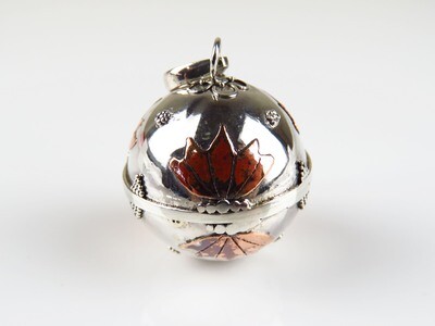 Sterling silver, Copper Leaf, Chime Ball Pendant CH-415