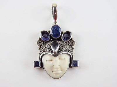 Sterling Silver, Sapphire, Iolite, Goddess Pendant GJ-111