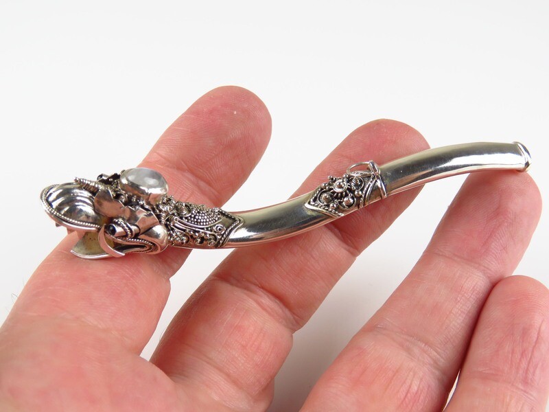 Sterling Silver, Rainbow Moonstone, Dragon Design, Cigarette Holder CP-101