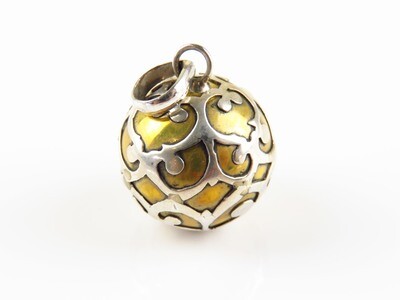 Sterling Silver, Filigree Pattern, Chime Ball Pendant