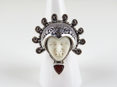 Sterling Silver, Garnet Gemstone, Goddess Ring GJ-117