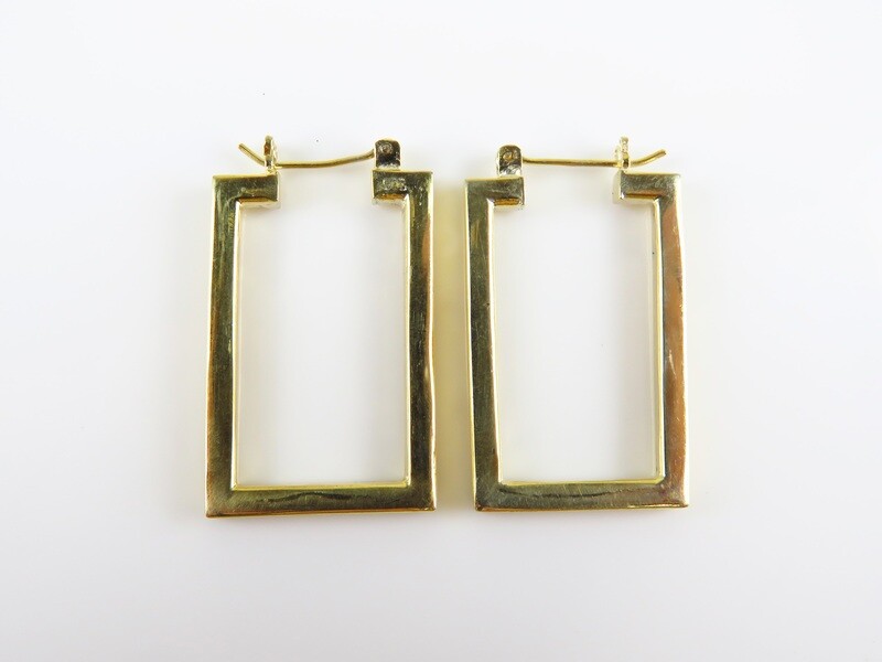 Sterling Silver, 18k Gold Plated, Rectangle Shape, Gold Earrings