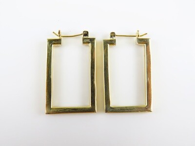 Sterling Silver, 18k Gold Plated, Rectangle Shape, Gold Earrings
