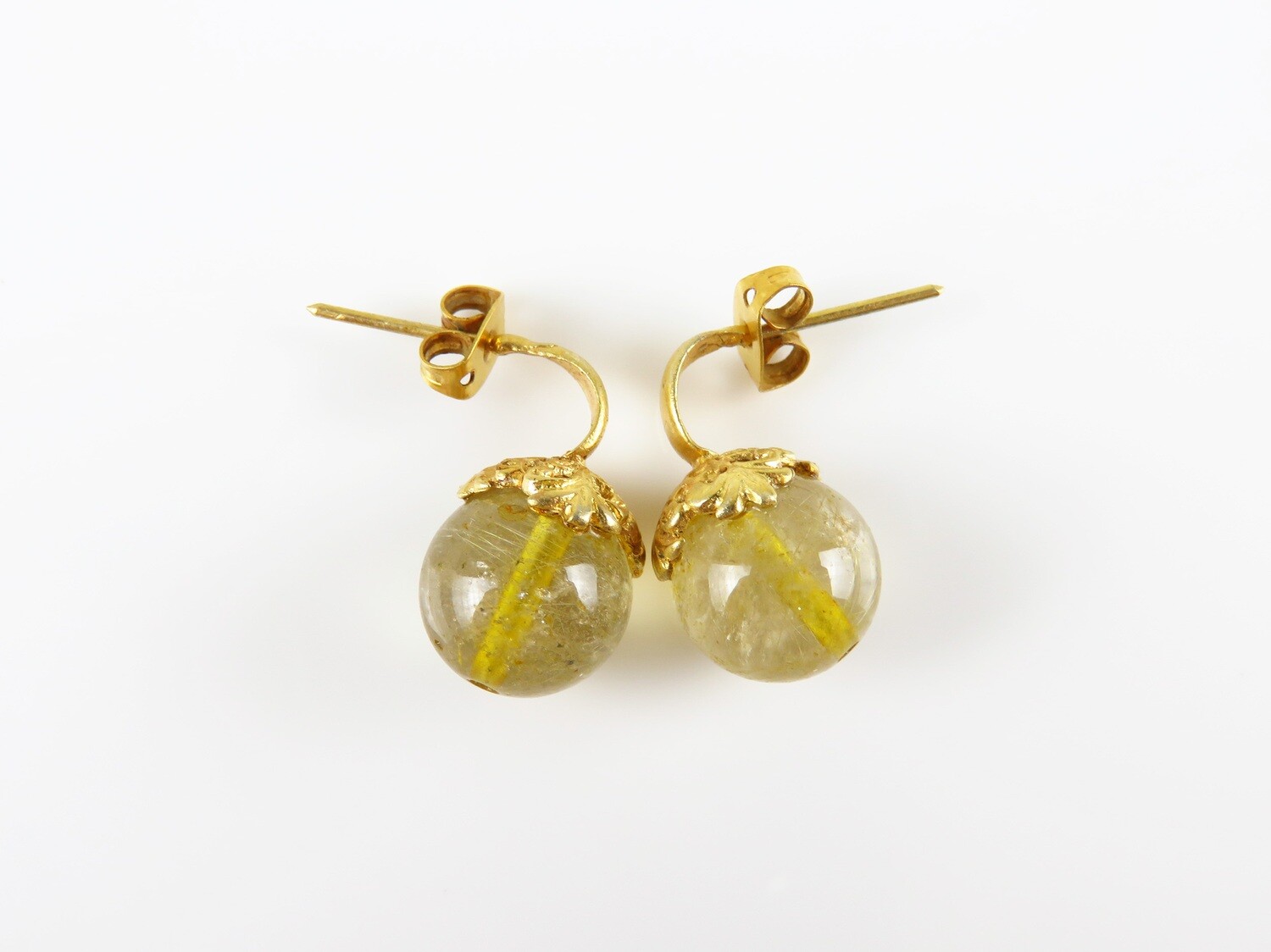 Sterling Silver, 18k Gold Plated, Quartz Gemstone Earrings