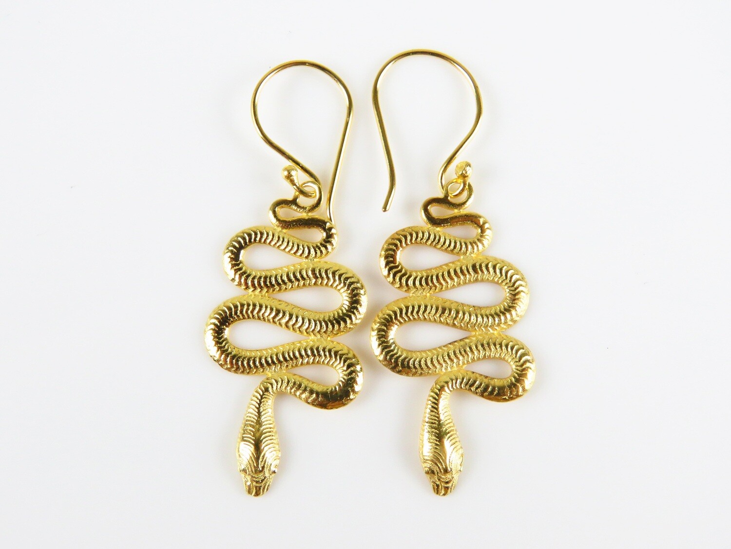 Sterling Silver, 18k Gold Plated, Snake Earrings