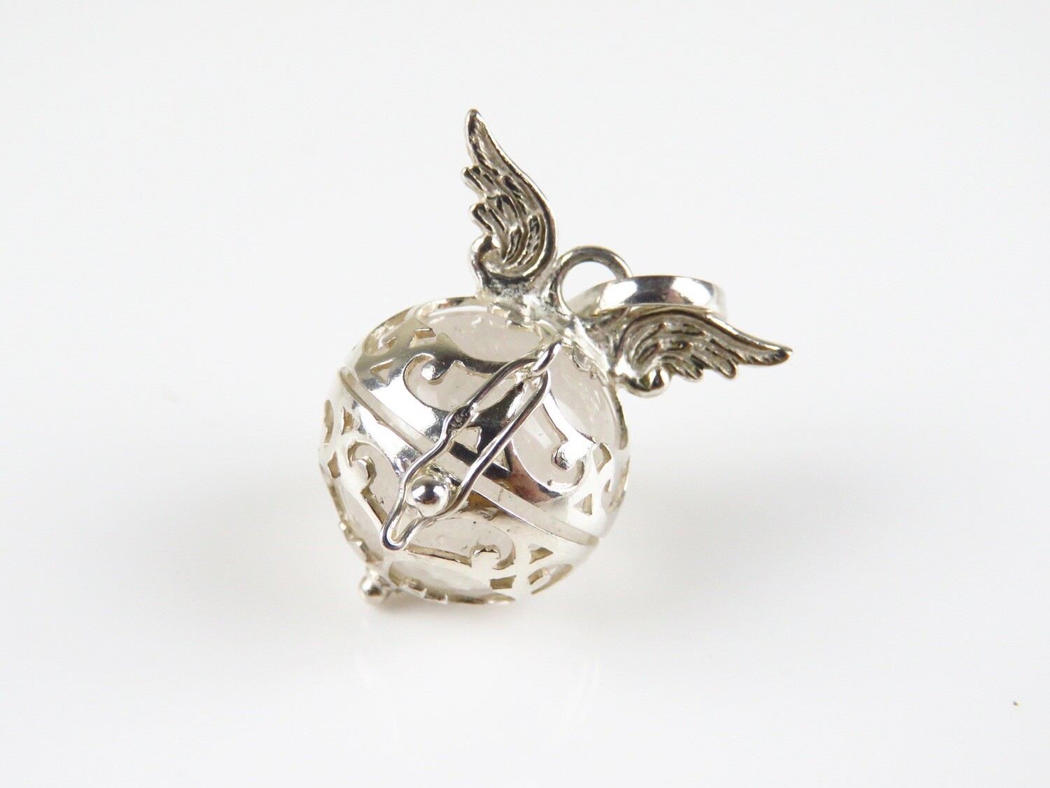 Sterling Silver, 18mm, Angel Wings, Harmony Ball Pendant