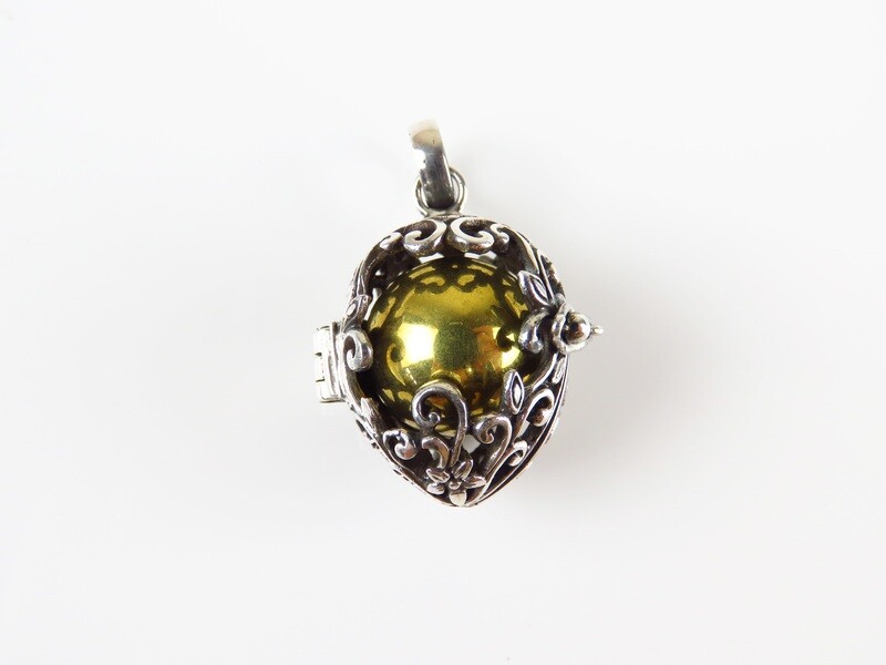 Sterling Silver, Flower Design, Harmony Ball Pendant