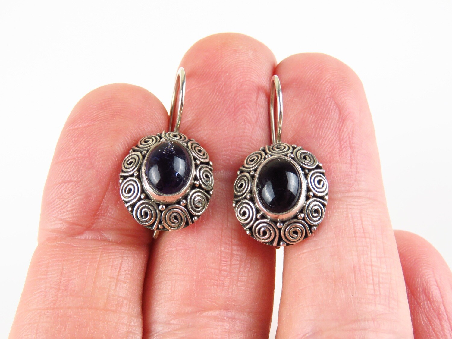 Sterling Silver, Iolite, Bali Motif, Gemstone