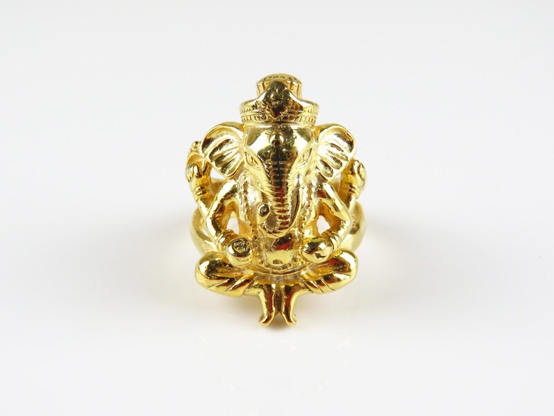 Sterling Silver, 18k Gold Plated, Ganesha RIng