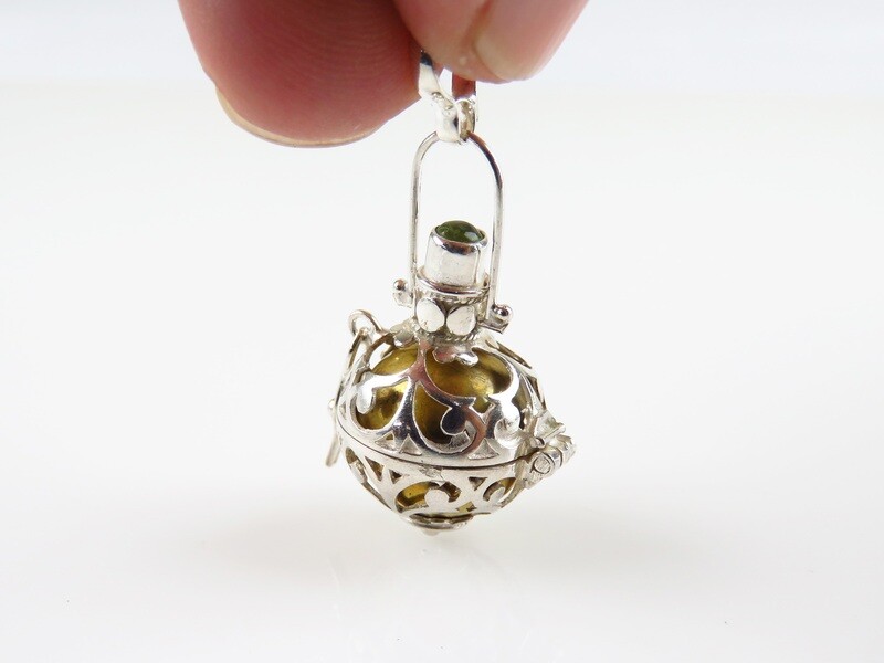 Sterling Silver, Peridot, 12mm, Harmony Ball Pendant