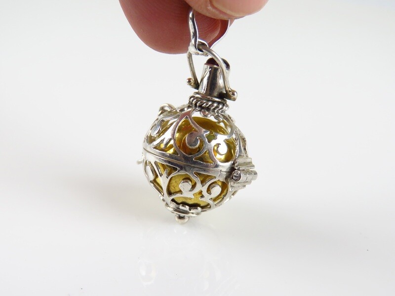 Sterling Silver, Garnet Gemstone, Harmony Ball Pendant