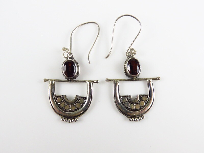 Sterling Silver, Garnet, Gemstone Earrings