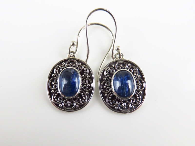 Sterling Silver, Kyanite, Oval Shape, Gemstone Earrings