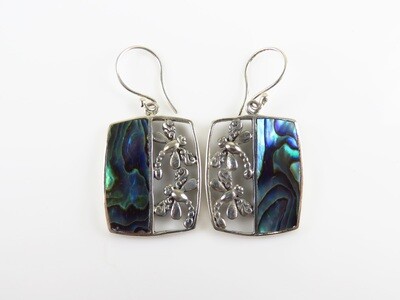 Sterling Silver, Abalone Shell, Dragon Fly, Shell Earrings
