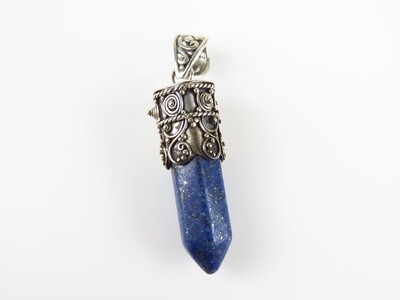 Sterling Silver, Lapis Lazuli, Crystal Point, Gemstone Pendant