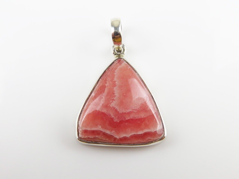 Sterling Silver, Free Form, Rhodochrosite, Gemstone Pendant