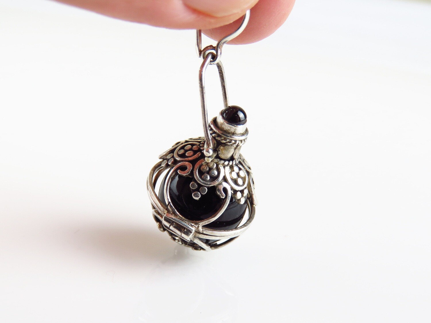 Sterling Silver, Garnet, Chime Ball, Harmony Ball Pendant HB-490